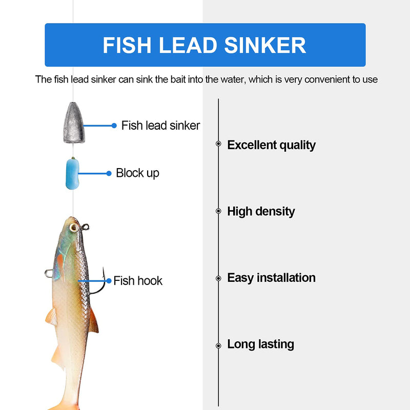 Proximitck Fishing Sinkers, Fishing Lead Worm Weights Fishing Sinkers for Bass Fishing Texas Rig Saltwater Freshwater 7g30pcs - BeesActive Australia