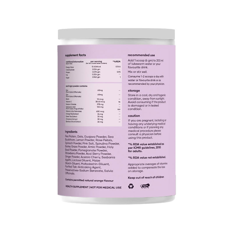 Saturn by GHC Collagen Powder, Plant Based Collagen with Biotin, Vitamin C, Rose Petals and Sea Buckthorn, Helps in Glowing Skin and Hair Growth | 100% Vegan 250 G (Pack of 1) - BeesActive Australia