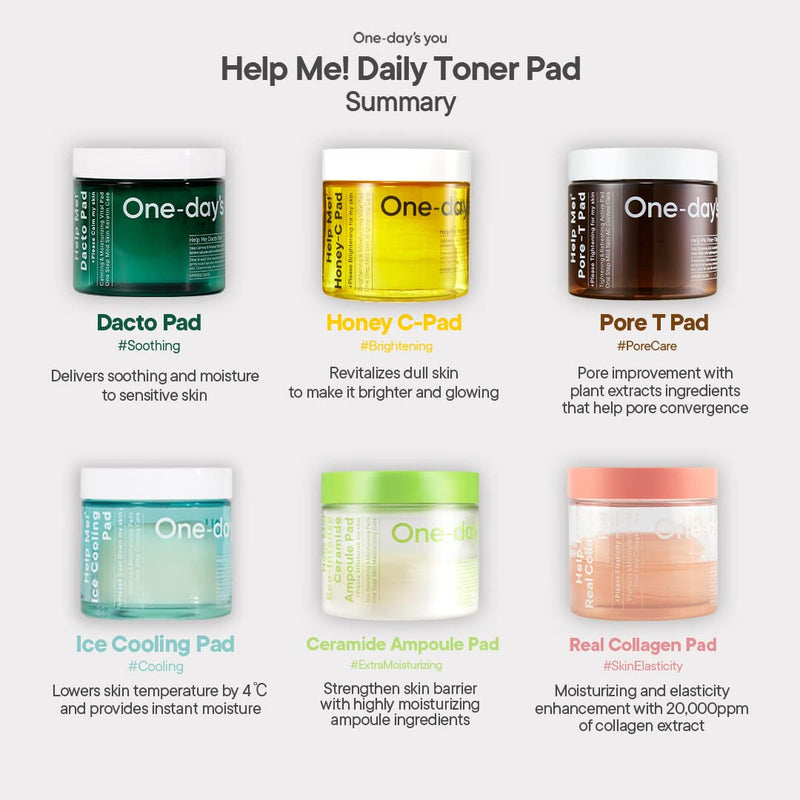 One-day's you Help Me Dacto Pad, 60 Pads, Exfoliating and Moisturizing, Skin Soothing,Sensitive Skin, Korean Toner Pad, Centella Asiatica Korean Skin Care - BeesActive Australia