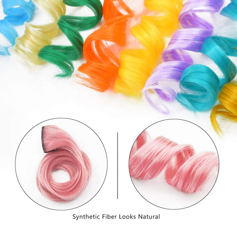 Dreamlover Girls Hair Extensions, Clip in Coloured Hair Extensions for Kids, 24 Pack Multi Colors A - Curly - BeesActive Australia