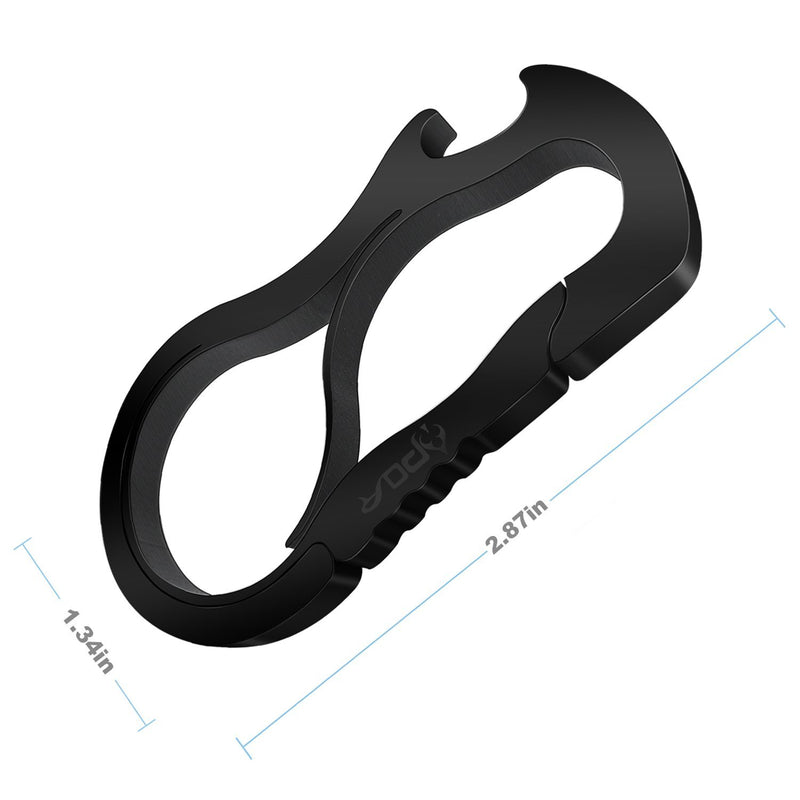 Apor Full Stainless Steel Anti-Lost Carabiner Key Chain Mutil Tools with Bottle Opener for Home 2 Pcs Black - BeesActive Australia