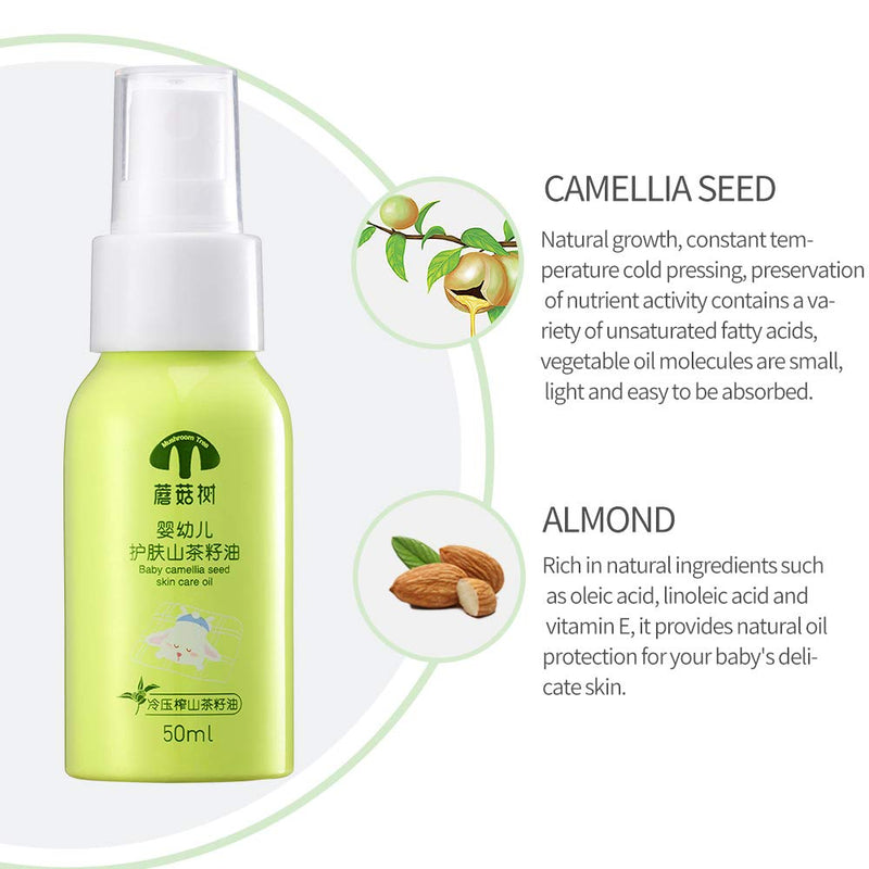 Mushroom Tree Baby Camellia Seed Skin Care Oil 100% Pure & Natural Cold Pressed Moisturizer for Massage Safe Essential Oil Ideal for Dry Sensitive Skin (1.76oz) (1.76 fl.oz(3 Pack)) 1.76 fl.oz(3 Pack) - BeesActive Australia
