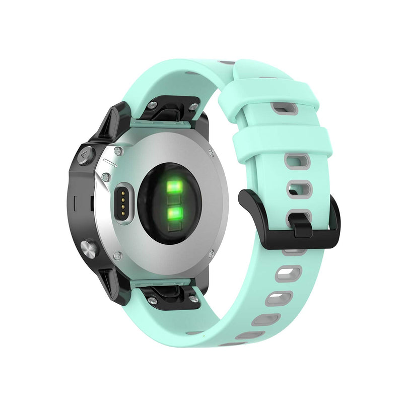 QGHXO Band for Garmin Fenix 6S, Soft Silicone Replacement Watch Band Strap for Garmin Fenix 6S/Fenix 6S Pro/Fenix 6S Sapphire/Fenix 5S/Fenix 5S Plus/D2 Delta S Smartwatch Teal&Grey - BeesActive Australia