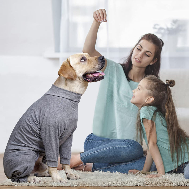 CAVSOIR Dog Recovery Suit E-Collar Alternative Pet Abdominal Wounds Protector Shirt Long Sleeve Dog Pajamas… Jumpsuits for Medium Large Dogs L Grey - BeesActive Australia