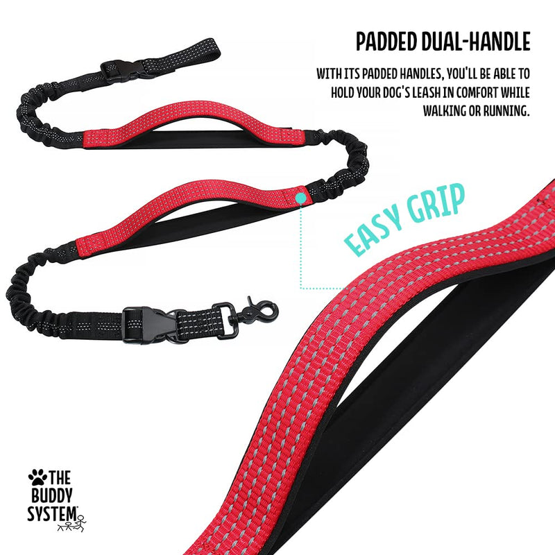 The Buddy System Reflective Leash System, Dual Hand-held and Hands Free Dog Leash for Walking, Running, Jogging and Training Service Dogs, Adjustable Belt Waist, One Size Running Leash with Pouch - BeesActive Australia