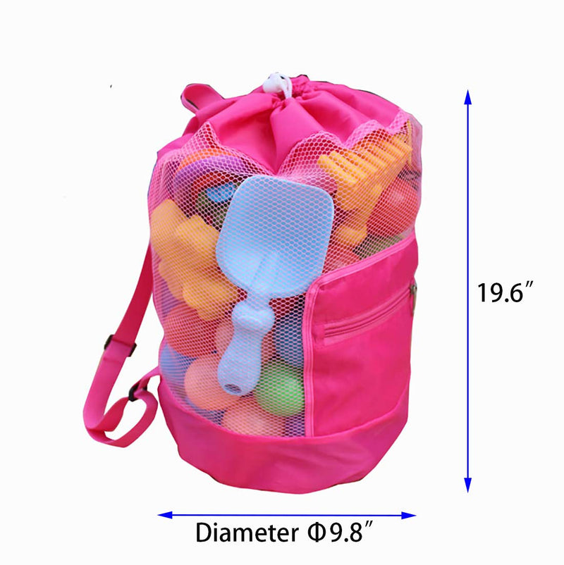 Large Beach Toys Mesh Pink Bag,Adjustable Shoulder Strap, Drawstring, Beach Toy Bag For Children Used in Beach, Swimming, Outdoor Activities - BeesActive Australia