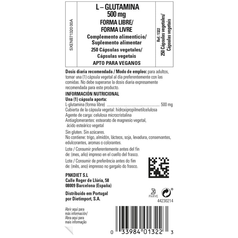 Solgar L-Glutamine 500 mg Vegetable Capsules - Pack of 250 - Fuel For Muscles - Supports An Active Healthy Lifestyle - Vegan and Gluten Free - BeesActive Australia