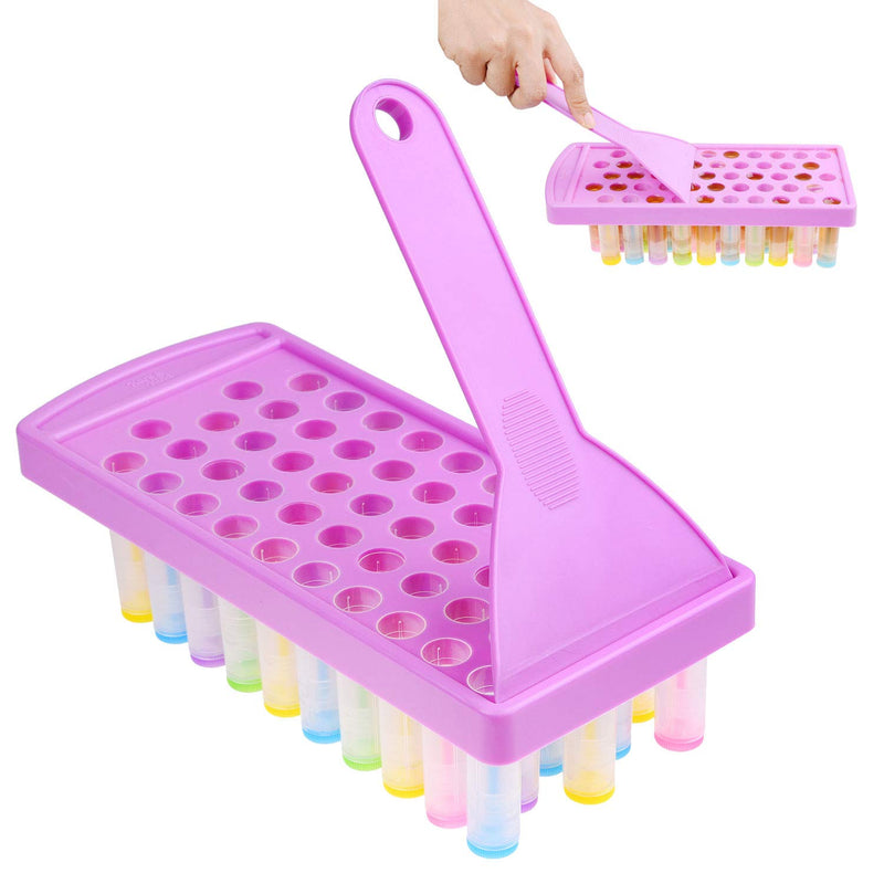 Lip Balm Crafting Kit - Easy Lip Balm Filling Tray and Spatula - 50 Empty Lip Balm Tubes with Caps (10x5 colors) - 3/16 Oz (5.5 ml) - 50 Writeable and 50 Printed Stickers - M - BeesActive Australia