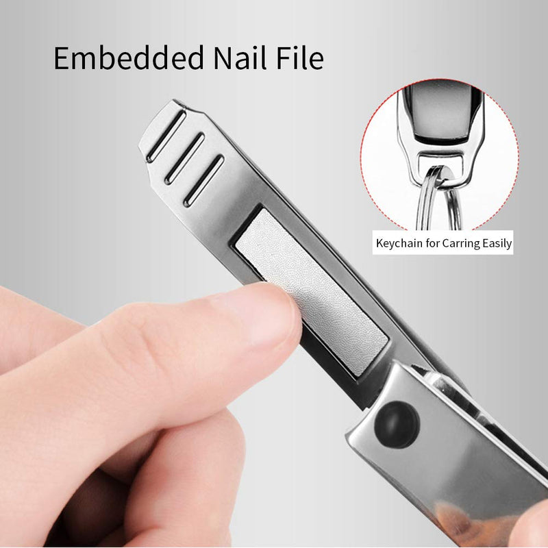 Nail Clippers Set, Professional Nail Clippers with Fingernails & Toenails Clippers & Nail File 3 in 1 Sharp Nail Cutter for Thick Nails for Men Women Kids, Set of 2 with Iron Case, Arc Curved Blade Black 2PCS - BeesActive Australia