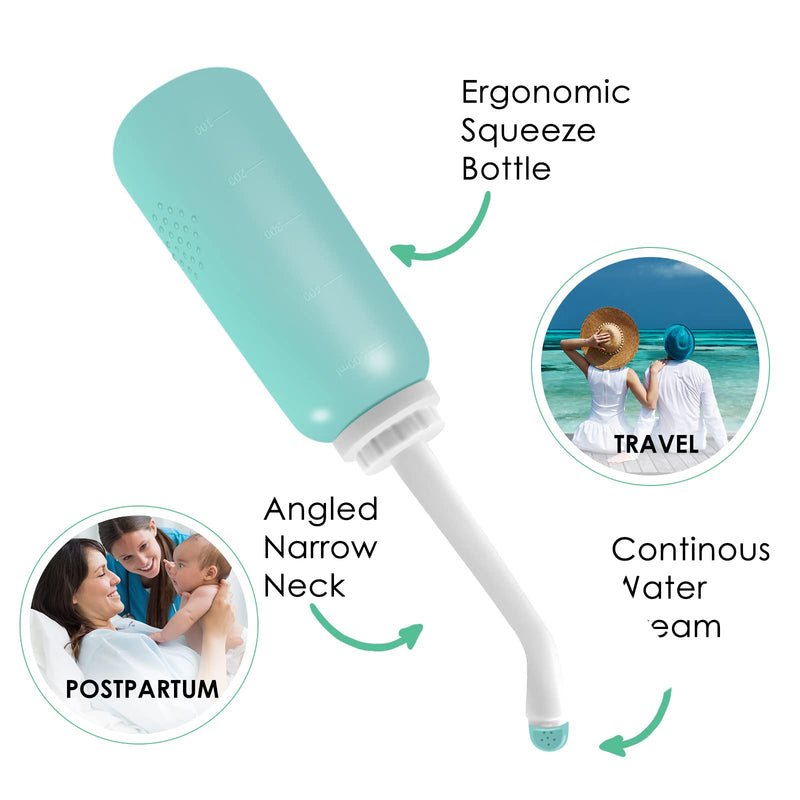 RUFCRIL Portable Travel Bidet with Carry Bag, TPE Material for High Temperature Resistance, 500ml Capacity with 2 Sealing Rings, Essentials for Postpartum Perineal Care,Hemorrhoid Treatment(Green) Green - BeesActive Australia