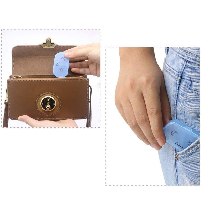 Little Daily Pill Box Case AM PM for 7 Day, Small Pocket Purse Pills Holder, Cute Drug Organiser Container 2 Times a Day - BeesActive Australia