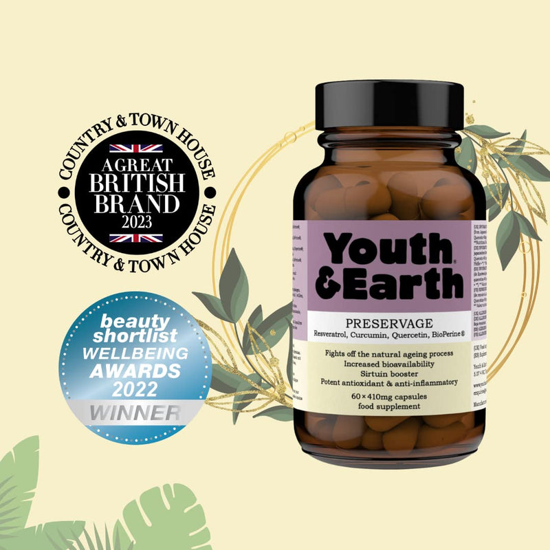Youth & Earth Preservage (Trans-Resveratrol, Curcumin, Quercetin and BioPerine) 410mg (60 Capsules) - BeesActive Australia
