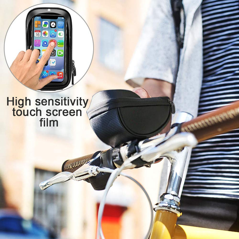 Bike Bicycle Phone Mount Bags - Waterproof Front Frame Top Tube Handlebar Bags with Touch Screen Phone Holder Case Sports Bicycle Bike Storage Bag Cycling Pack Fits iPhone 7 8 Plus xs max black - BeesActive Australia