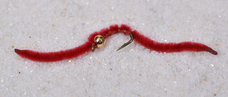 Tungsten Bead Head San Juan Worm Fishing Flies - 1 Dozen on Mustad Signature Fly Hook Size 14 - Available in Red, Pink, Brown or Assorted - BeesActive Australia