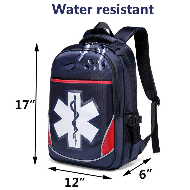 Camoredy First Aid Bag Empty Red Emergency Medical Backpack First Responder Trauma Bag Waterproof Multi-Pocket for Traveling, Field Trips, Camping, Hiking, Scout Troop, Childcare (Blue) Blue - BeesActive Australia
