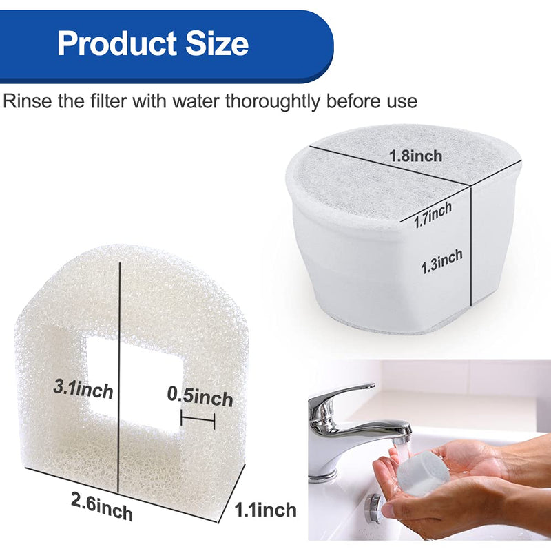 MyfatBOSS Carbon Filters and Foam Pre-Filter Replacement Compatible with Petsafe Drinkwell Avalon, Pagoda, Seascape, Sedona Water Bowl Water Fountain Prefilters, Pet Water Fountain Filters,12+6 Packs - BeesActive Australia