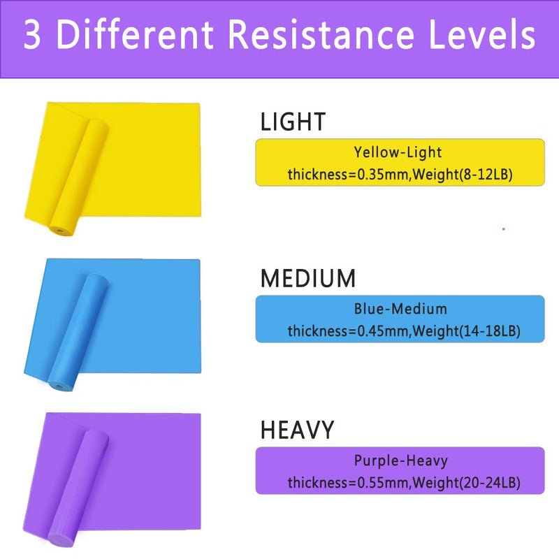 TAIYUNWEI Resistance Bands Set, [Set of 3] 1.5M/4.9ft Skin-Friendly Exercise Yoga Bands with 3 Resistance Levels,Workout Resistance Bands for Women/Men,Ideal for Strength Training,Yoga,Pilates,Fitness - BeesActive Australia