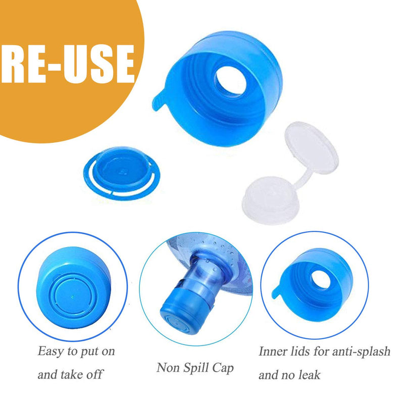 Wesdxc 20 Pieces Non Spill Caps Anti Splash Bottle Caps Reusable for 55mm 3 and 5 Gallon Water Jugs with 2 Pieces Water Bottle Handle（Random Color） - BeesActive Australia