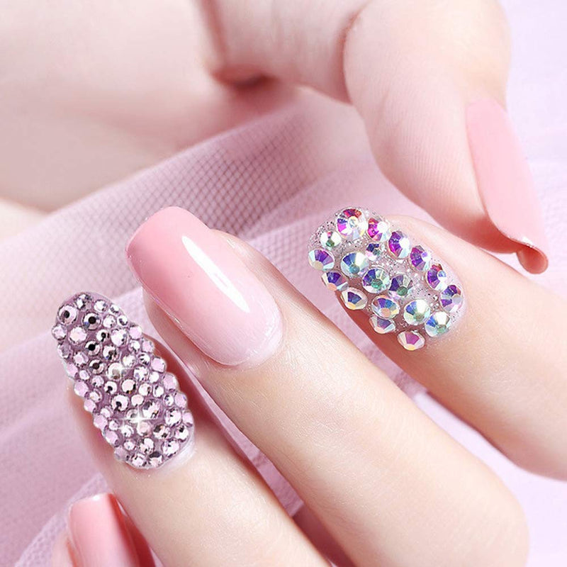 Crystals AB Nail Art Rhinestones Decorations, FutGlobal Nail Art Supplies and Clear Crystal Rhinestones with Pick Up Tweezers and Rhinestone Picker Dotting Pen, 2040 Pieces - BeesActive Australia