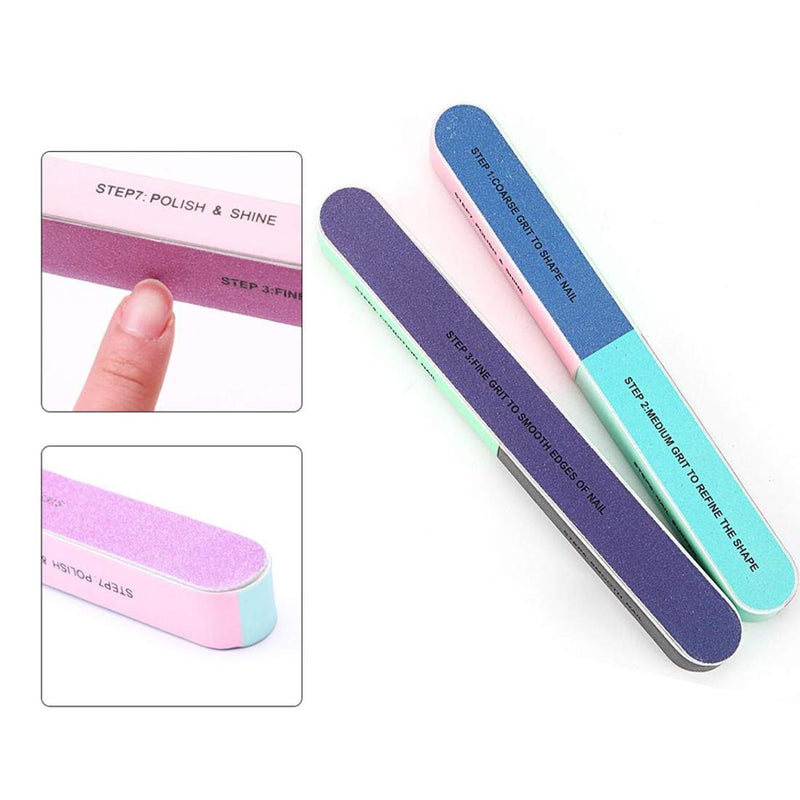 Nail Art Cuticle Remover Pusher Clippers Trimmer Nail File Buffer Dead Skin Removal Manicure Kit Personal Care (Style 1) - BeesActive Australia