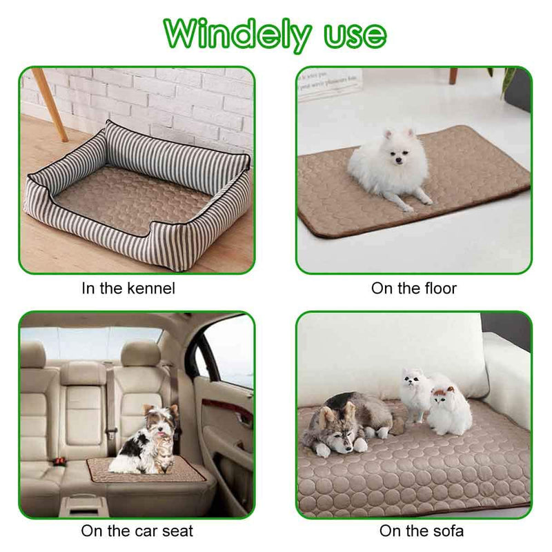 Jaaytct Cooling Mat for Dogs Cats Ice Silk Pet Self Cooling Pad Blanket for Pet Beds/Kennels/Couches /Car Seats/Floors X-Large Brown - BeesActive Australia