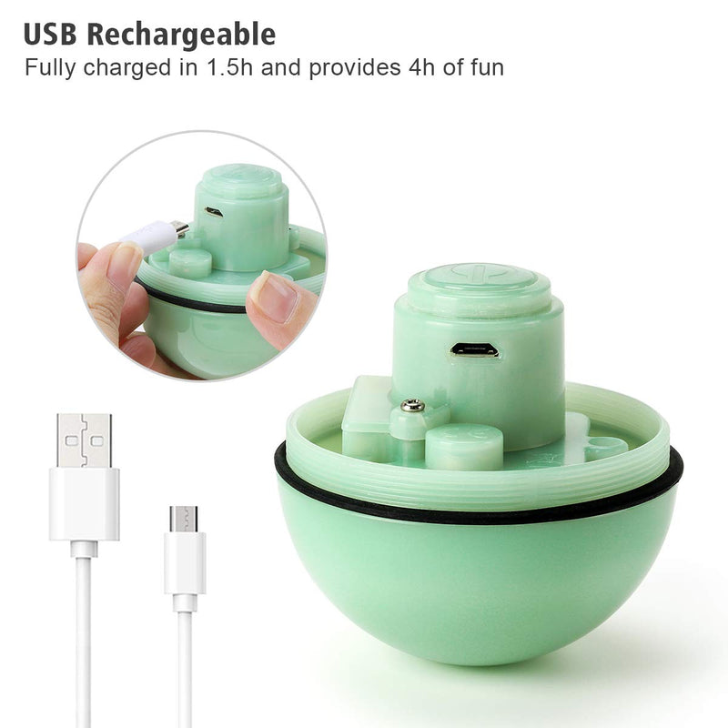 Interactive Cat Toys Ball with LED Light, 360 Degree Self Auto Rotating Intelligent Ball, Smart USB Rechargeable Spinning Cat Ball Toy,Stimulate Hunting Instinct Kitten Funny Chaser Roller Pet Toy Green - BeesActive Australia