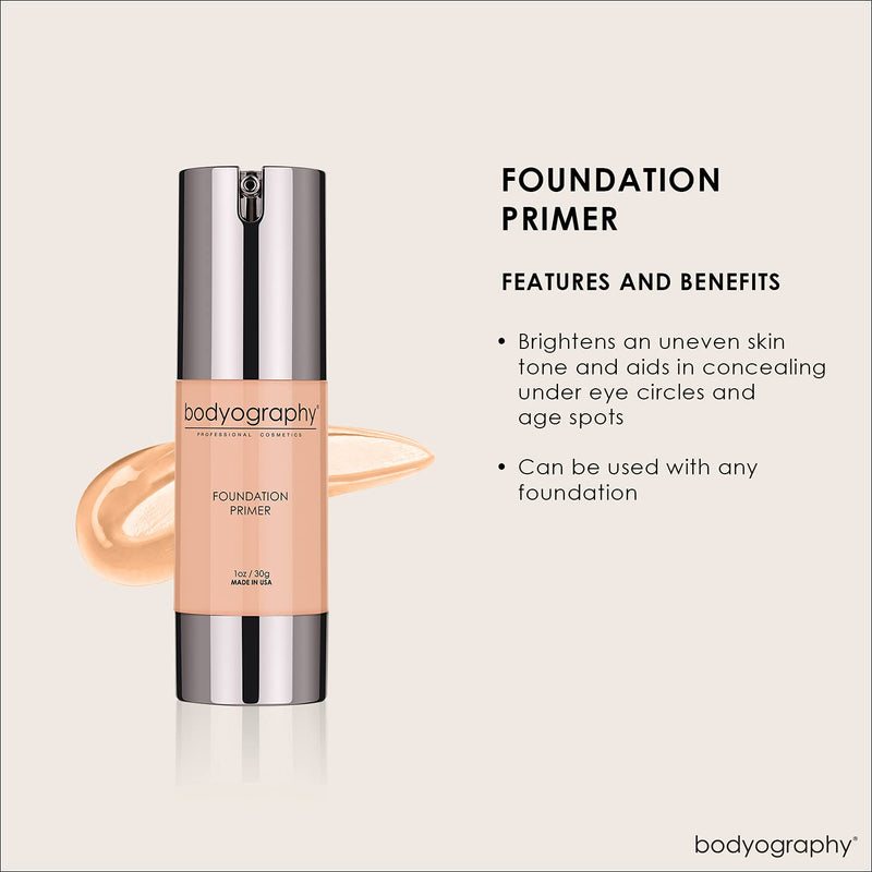 BODYOGRAPHY - Foundation Primer (Neutral): Flawless Anti-Aging Salon Makeup Primer w/Vitamin E, A, Jojoba, Grapeseed Oil | Control Shine | Gluten-Free, Cruelty-Free, 1 oz. Neutral - BeesActive Australia