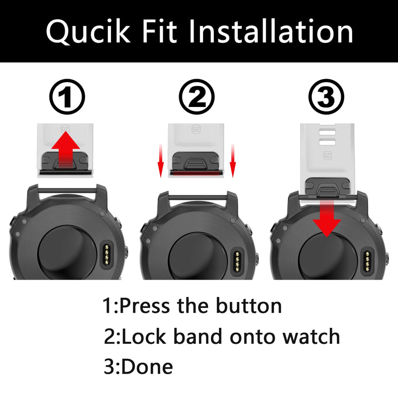 Watch Band for Garmin Fenix 5X/5X Plus, Quick Fit 26mm Wristbands,Compatible with Fenix 6X/6X Pro Fenix 3/3 HR White - BeesActive Australia
