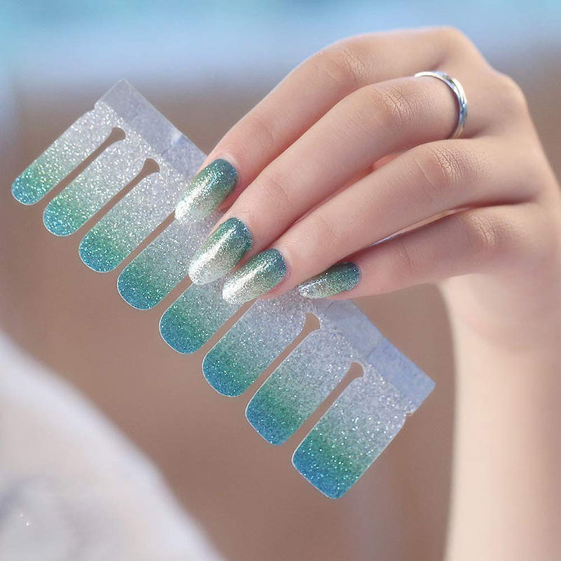 WOKOTO 6Pcs Nail Polish Stickers With 1Pc Nail File Kit Full Nail Tips Nail Self Adhesive Stickers Nail Designs Set - BeesActive Australia