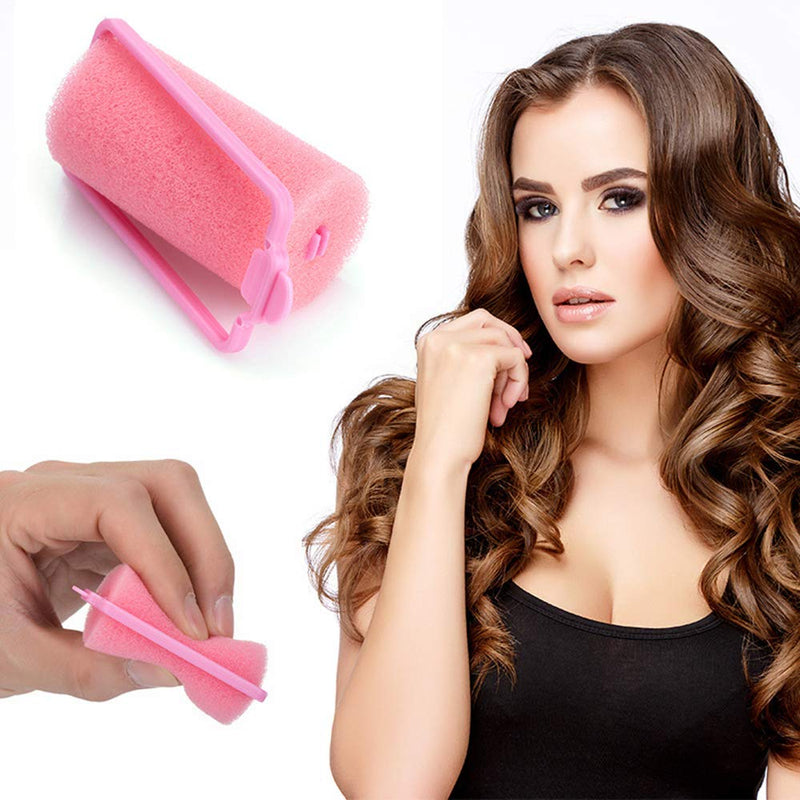 wordmouk 36 Pieces Foam Sponge Hair Rollers Pink Hair Rollers Soft Sponge Curlers DIY Hair Styling Hairdressing Tools for Women Kids (20 mm) - BeesActive Australia
