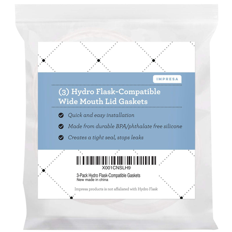 3-Pack of Hydro Flask-Compatible Wide Mouth Lid Gaskets / Seals / Rubber Stoppers - BPA / Phthalate / Latex - Free - BeesActive Australia
