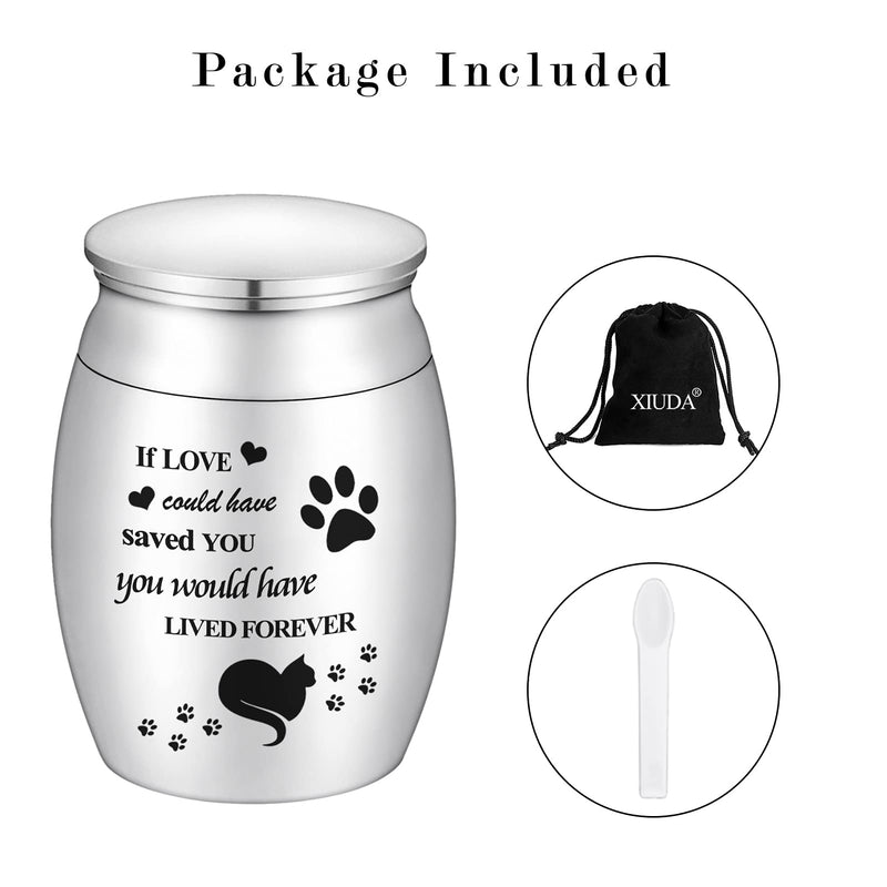 Mini Small Cat Urn for Ashes 1.57 Inches Tiny Cremation Urn for Pet Ashes Mini Cat Paw Keepsake Urn Stainless Steel Small Ashes Urns Mini Small Urn for Cat Ashes Holder S Silver - BeesActive Australia