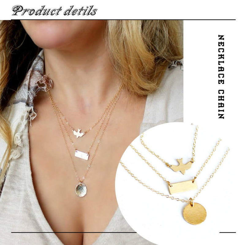 Hannah Boho Coin Layered Necklaces Gold Short Bar Pendant Necklaces Chain Jewelry for Women and Girls - BeesActive Australia