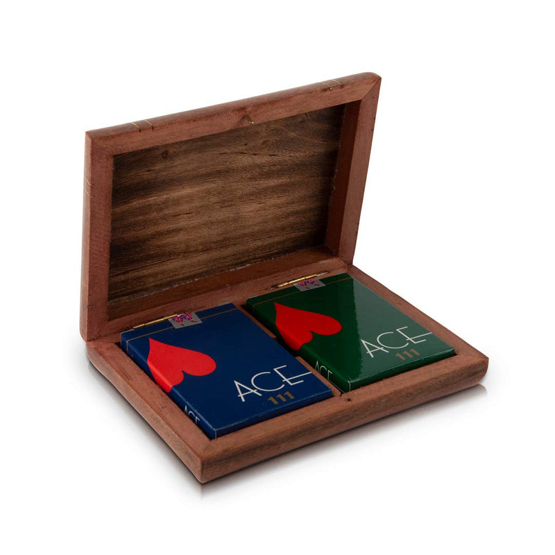 Rustic Birthday Gift Ideas Handcrafted Classic Wooden Playing Card Holder Deck Box Storage Case Organizer with 2 Sets of Standard Size 'Ace' Playing Cards Anniversary Housewarming Gifts for Him Her - BeesActive Australia