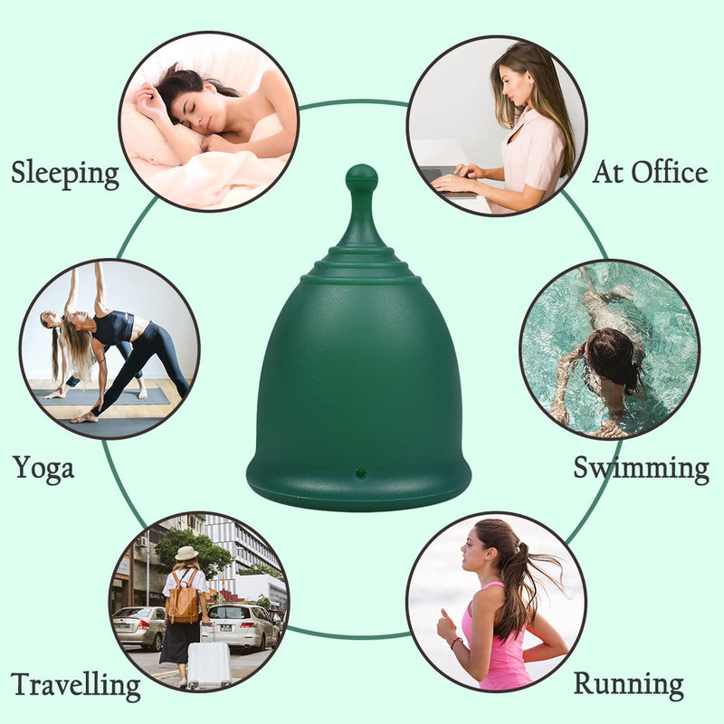 SHORDY Menstrual Cup, Single Pack (Large) with Box, Soft & Flexible, Copa Menstrual Kit for Women | Up to 12 Hours of Comfort, Eco-Friendly & Safer Alternative to Pads & Tampons (Green) Large (Pack of 1) Green - BeesActive Australia