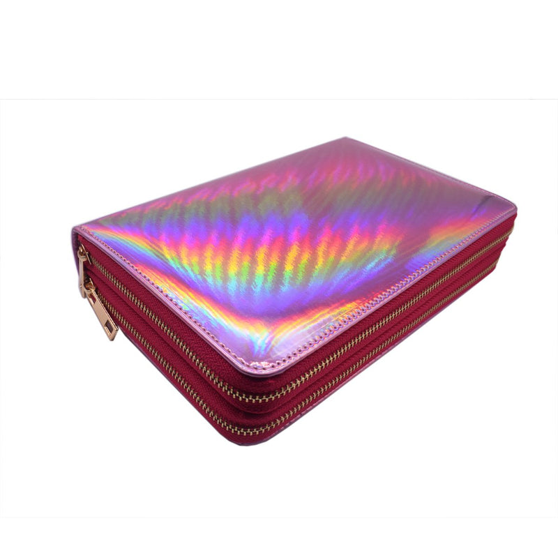 216 Slots Nail Stamping Plate Case Holographic Nail Art Image Holder Rainbow Laser Design Round Square Rectangular Nail Art Plate Organizer (Pink) Pink - BeesActive Australia