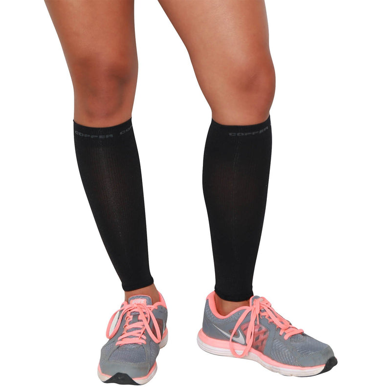 [AUSTRALIA] - Compression Leg Sleeves with Copper - PureCompression Running Compression Copper Sleeves for Runners Black Large 