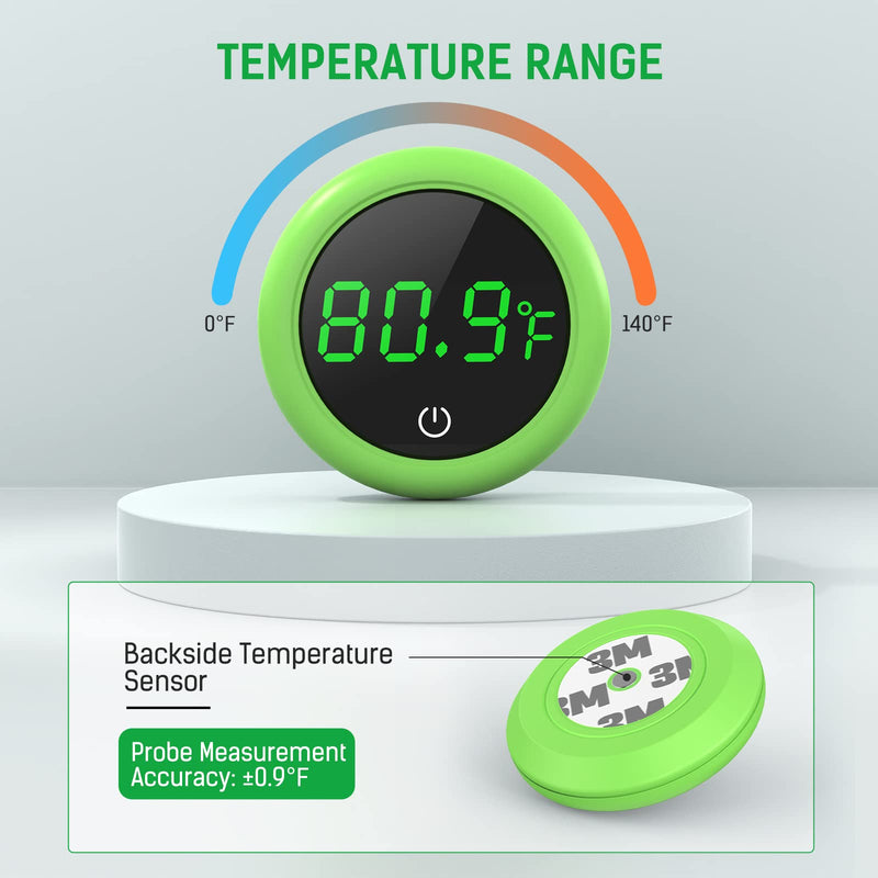 Digital Aquarium Thermometer, PAIZOO LED Display Thermometer for Aquarium Fish Tank, High Accurate to ±0.9°F, Touch & Sleep Mode, Thermometer with Temperature Sensor, 2Pcs(Green & White)) - BeesActive Australia