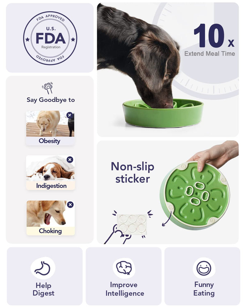 LE TAUCI Dog Bowl Slow Feeder Ceramic, 1.5 Cups Slow Feeding Dog Bowl Small Medium Breed, Puppy Slow Feeder Bow for Fast Eaters, Dog Dishes to Slow Down Eating, Puzzle Dog Food Bowl - BeesActive Australia