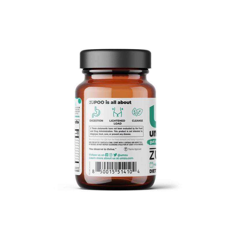 UMZU zuPOO - Colon Cleanse & Gut Support Supplement, Healthy Waste Elimination and Bowel Movements, Vitamins, Minerals, Herbs, Barks Blend, 7-Day Cycle, Bloating Relief - (15 Day Supply 30 Capsules) - BeesActive Australia