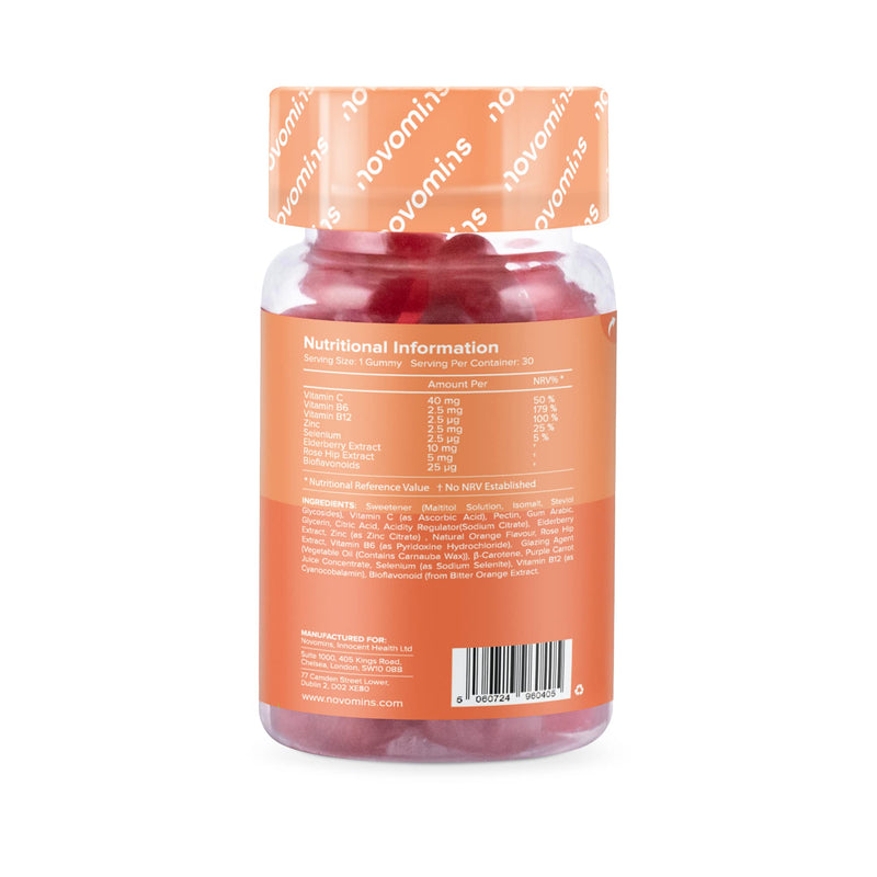 Kids Vitamin C Gummies Sugar Free � Chewable Vitamin C for Children � with Added Bioflavonoids, Rose Hip, Elderberry & Zinc - Immune System Support - Vegan- Gluten Free - by Novomins - BeesActive Australia