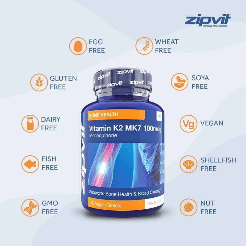 Vitamin K2 MK7 100mcg, 180 Vegan K2 Vitamin Tablets. All Trans Isomer from Natto Vitamin K2 Menaquinone MK7 - BeesActive Australia