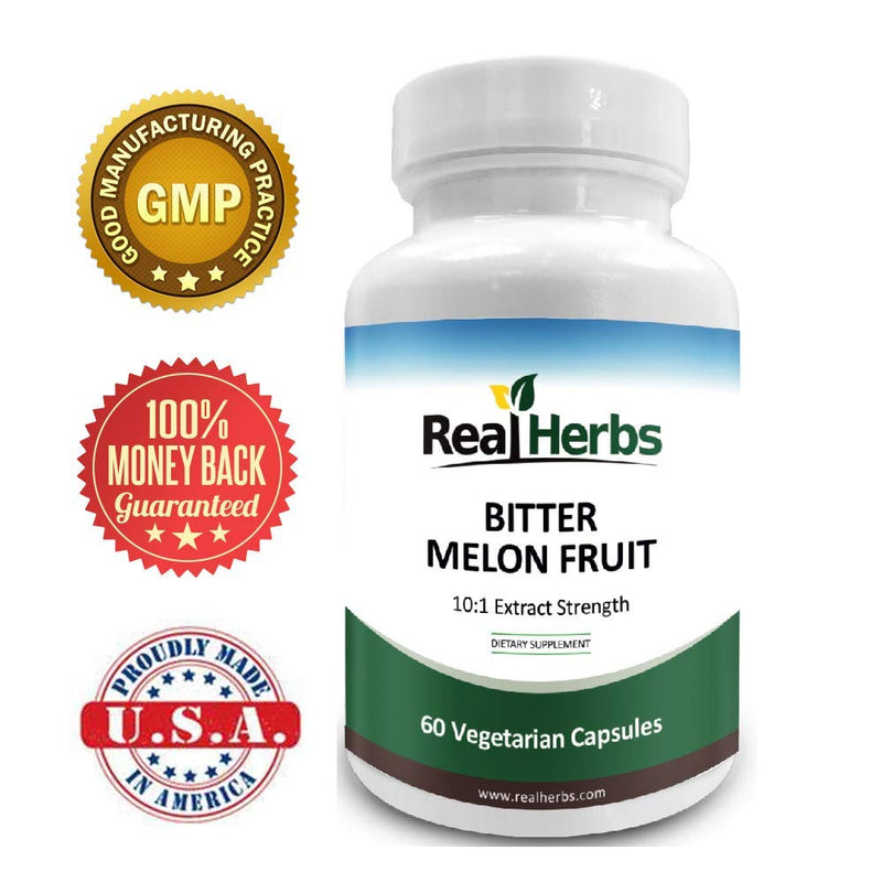 Real Herbs Bitter Melon Extract 750mg with 10:1 Extract Strength Dietary Supplement - 60 Vegetarian Capsules - BeesActive Australia