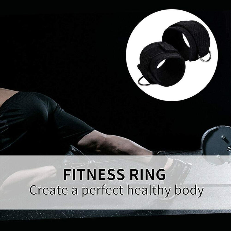 AOHO MOOON Comfortable Adjustable Padded Ankle Wrist Cuffs Neoprene Padded Straps D-Ring Glute Kickback for Cable Machine. Ideal for Glutes Exercises (2 Pack) (Black) - BeesActive Australia