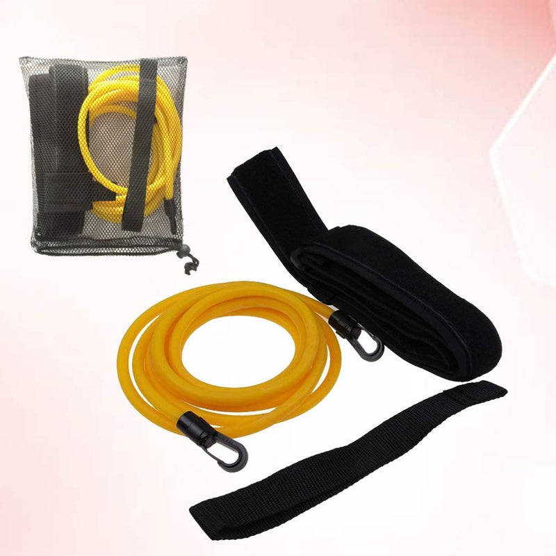 LIOOBO Swim Bungee Training Belt Swim Resistance Belt Swim Exerciser Belt Swim Tether with One Waist Strapk One Loop One Mesh Bag (6x9x4m Yellow) - BeesActive Australia