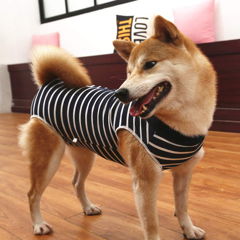 LIANZIMAU Dog Surgery Recovery Suit, Cone E-Collar Alternative Professional Protective Shirt for Male Female Dogs After Surgery, Dog Surgical Recovery Suit XL Stripe - BeesActive Australia