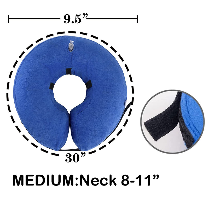 VCTERFK Soft Dog Cone Collar for Large Medium Small Dogs and Cats After Surgery, Inflatable Dog Neck Donut Collar,Inflatable Cat Cone Collar,E-Collar for Dogs Recovery, Dog Cones Alternative Medium (Neck Girth: 8"-11") Blue - BeesActive Australia