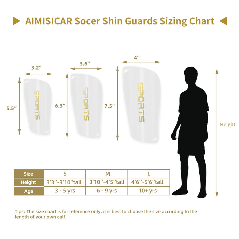 AIMISICAR Kids Youth Soccer Shin Guards, Shin Pads and Shin Guard Sleeves for 3-15 Years Old Boys and Girls for Football Games, EVA Cushion Protection Reduce Shocks and Injuries White Medium - BeesActive Australia