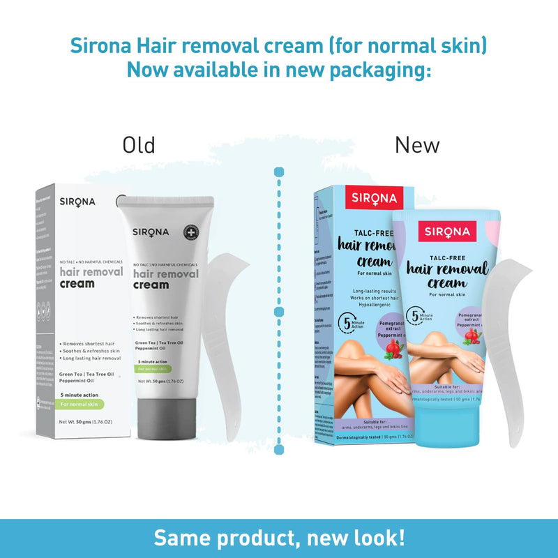 Sirona Hair Removal Cream, Normal Skin for Women - 1.76 Fl Oz | with Green Tea & Tea Tree | Ideal for Bikini Line ,Underarm, Legs 50 g (Pack of 1) - BeesActive Australia