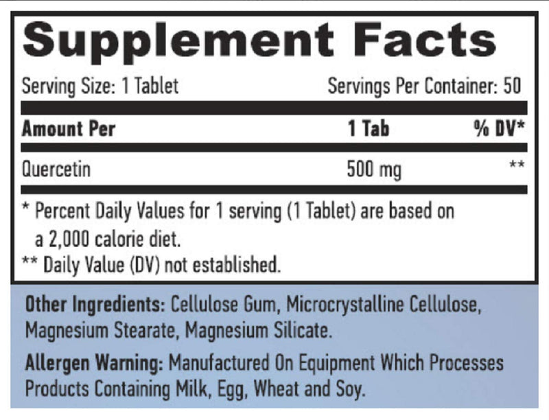 Quercetin 500 mg x 50 Tablets Double Strength Antioxidant Supplement Immune Health - BeesActive Australia